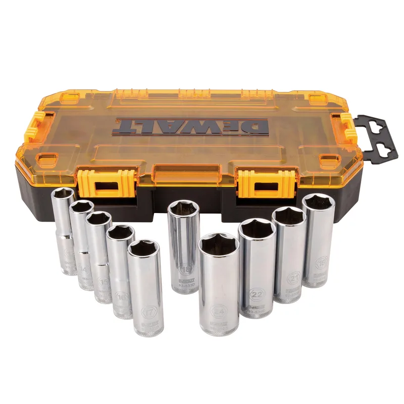 DeWalt 10Pc Tough Box 1/2" Drive Deep Metric Socket Set