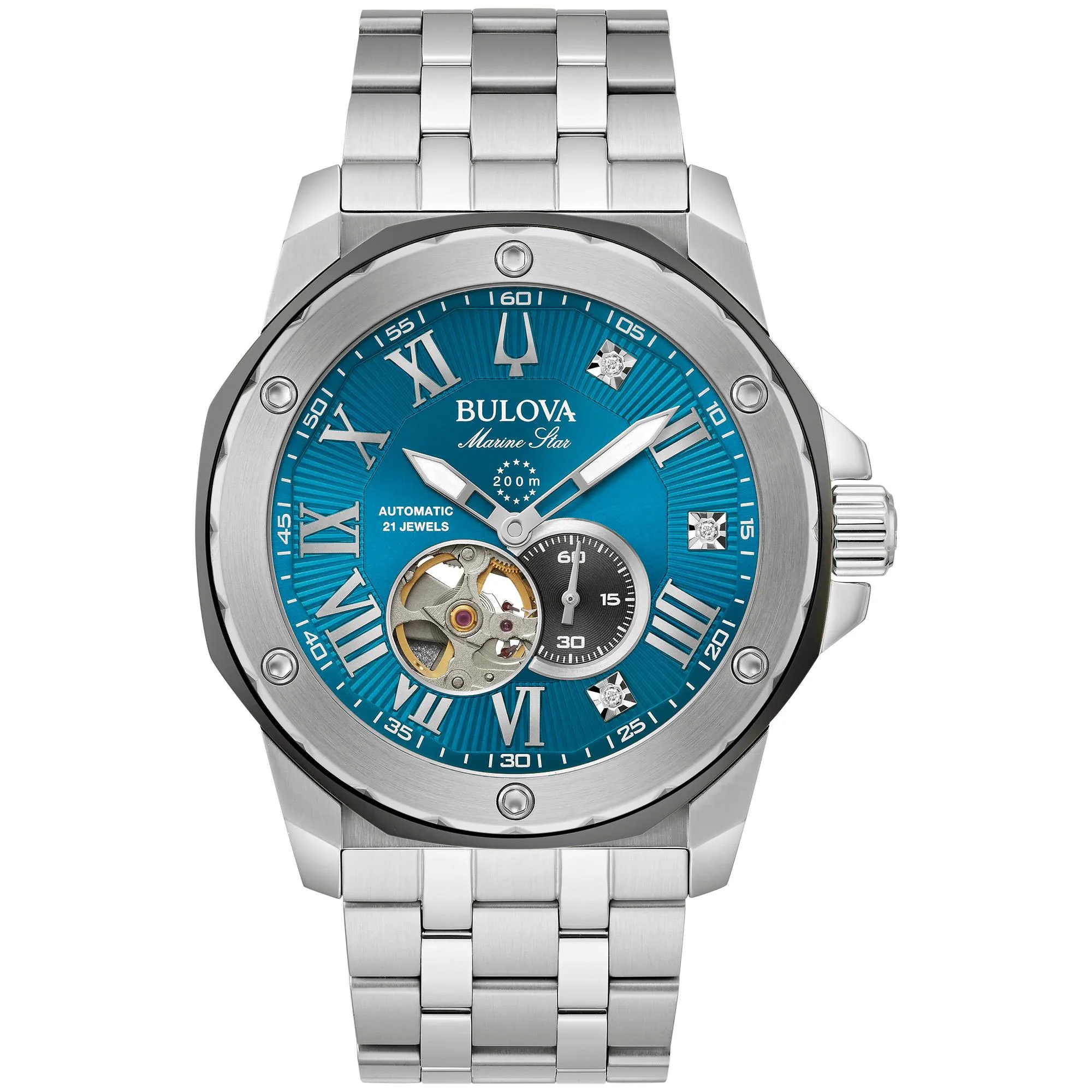 Bulova Watches Mens Marc Anthony Series A Stainless Steel Bracelet Watch Blue Dial
