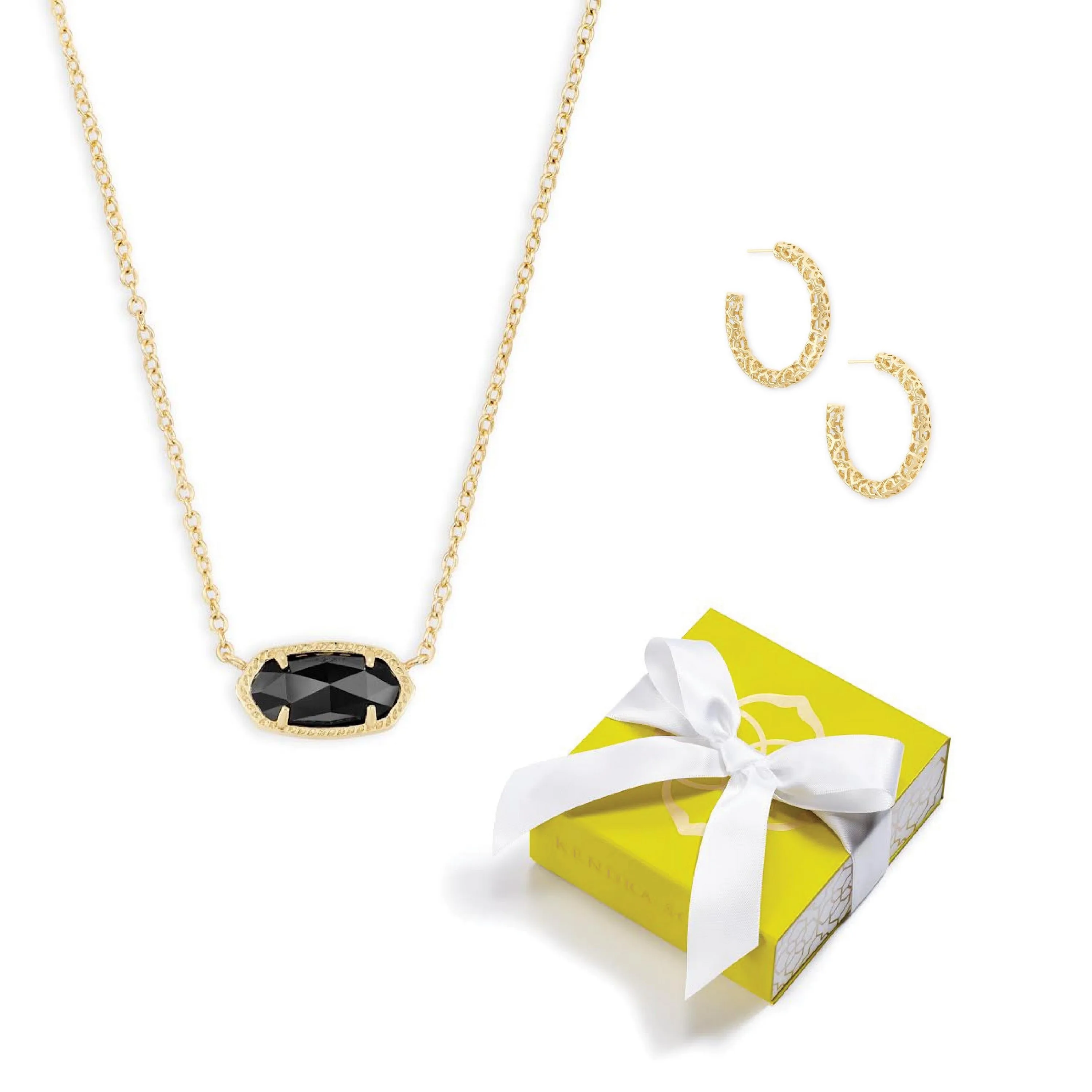 Kendra Scott Elisa/Maggie Combo Earring Necklace - Gold/Black Opaque