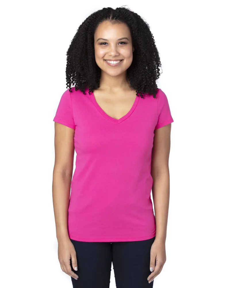 THREADFAST Ladies' Ultimate CVC V-Neck T-Shirt view 7