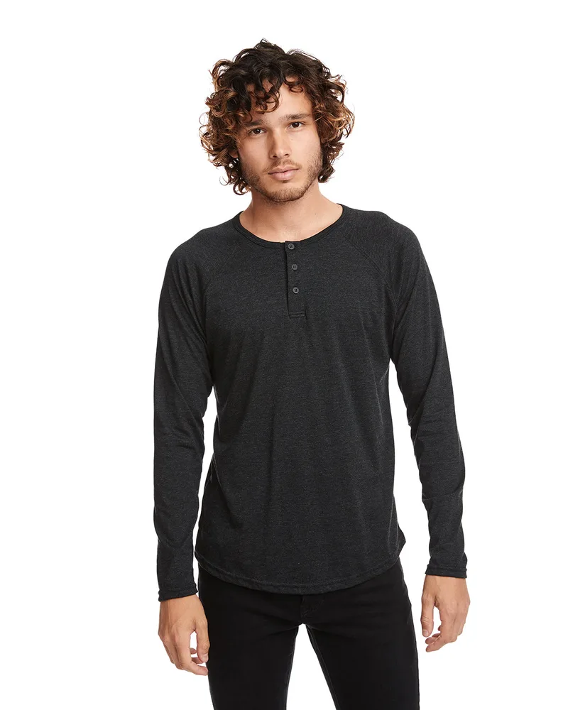 NEXT LEVEL APPAREL Men's Triblend Long-Sleeve Henley view 2