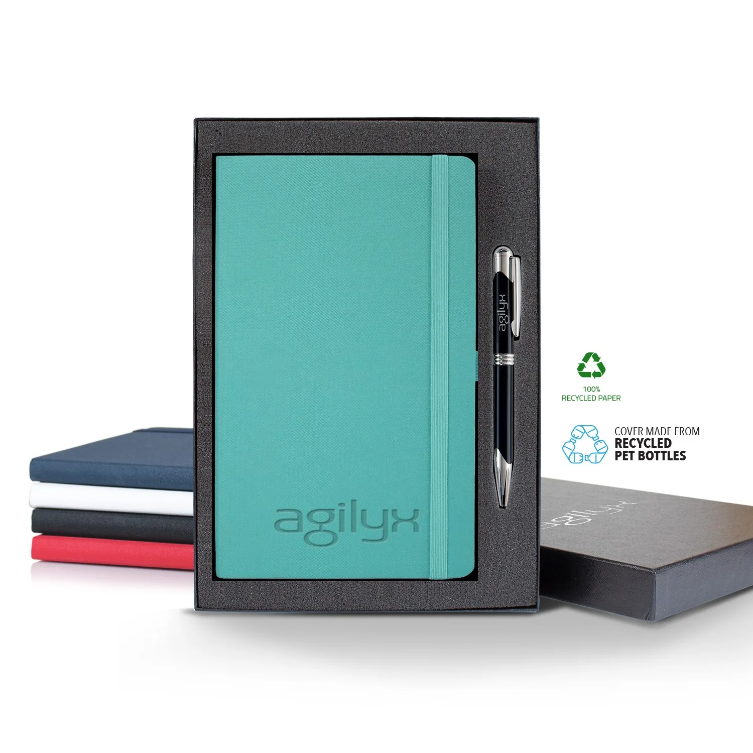 Castelli Oceano ECO rPET Medio Lined Recycled White Page Journal Gift Set