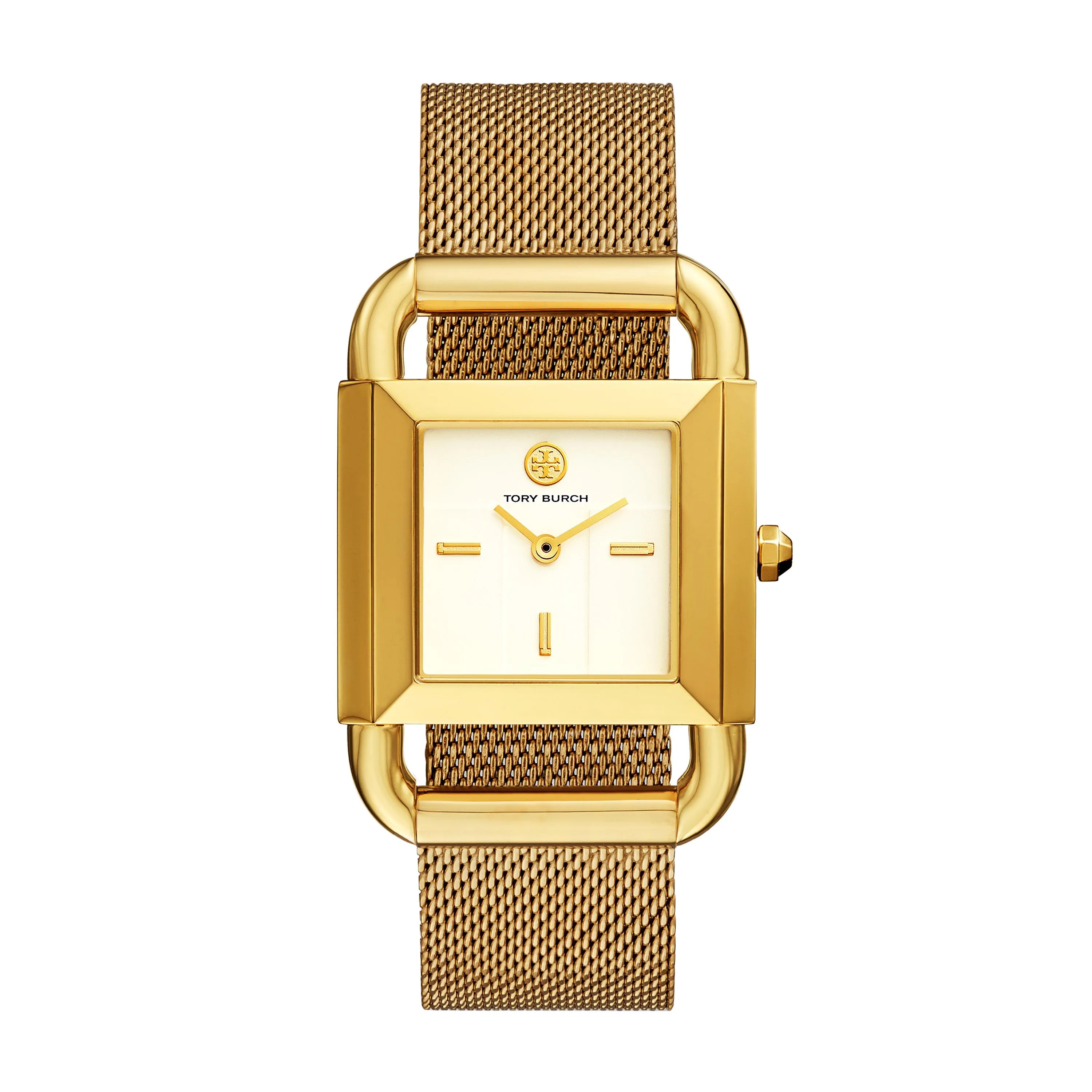 Tory Burch Ladies Phipps Gold-Tone Mesh Watch w/Ivory Dial