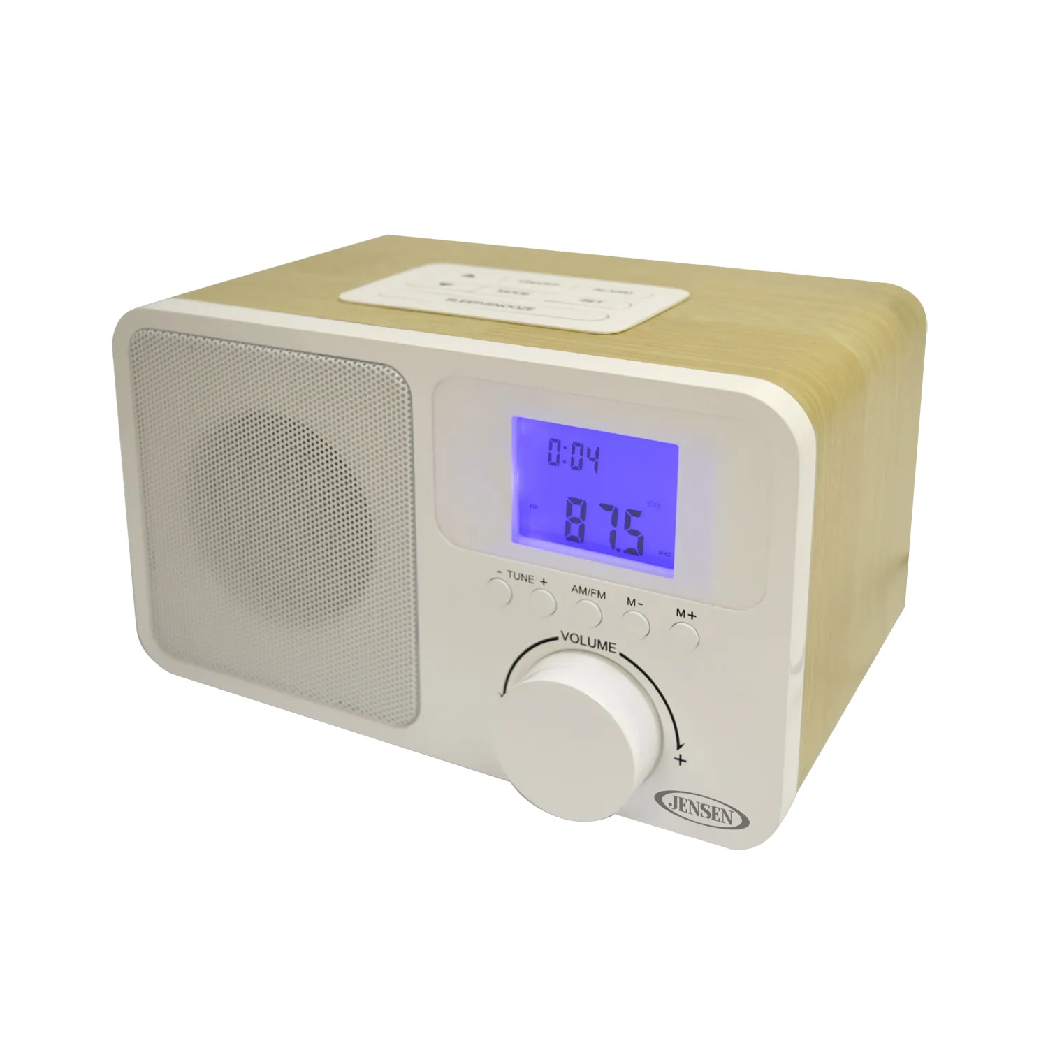 Jensen® Digital AM/FM Dual Alarm Clock Radio with Wooden Cabinet