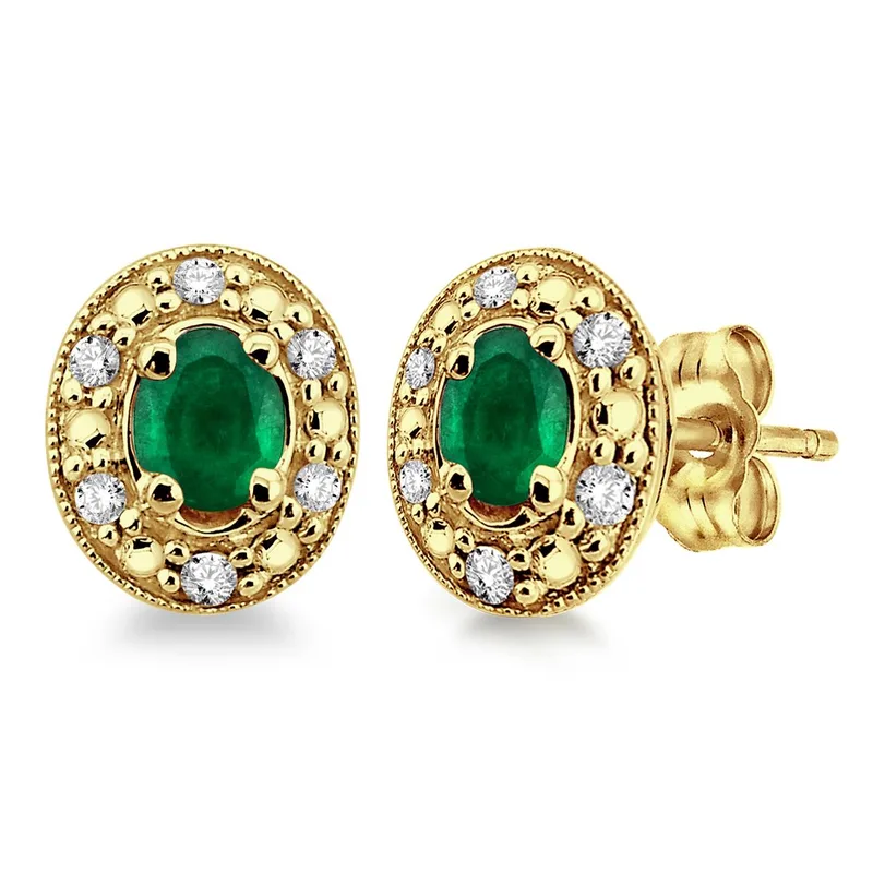 Jilco Inc Diamond & Emerald Earrings