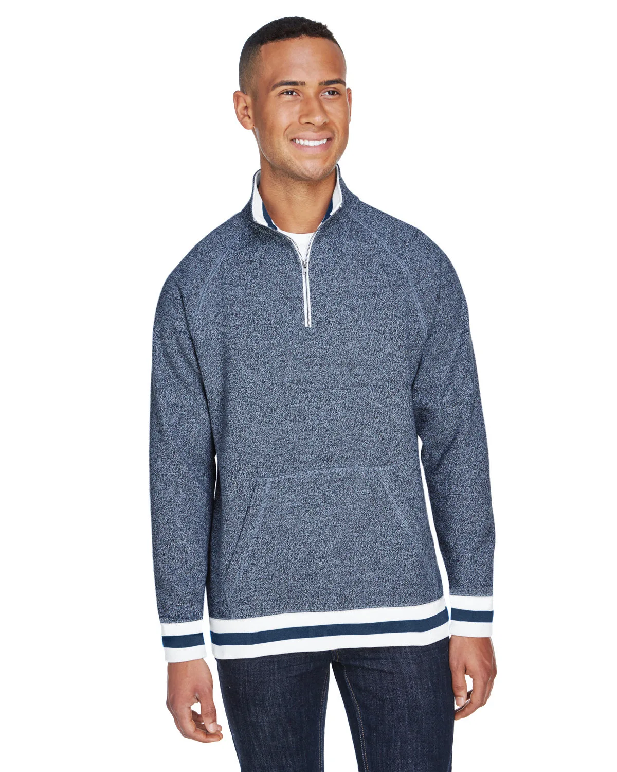 J AMERICA Adult Peppered Fleece Quarter-Zip