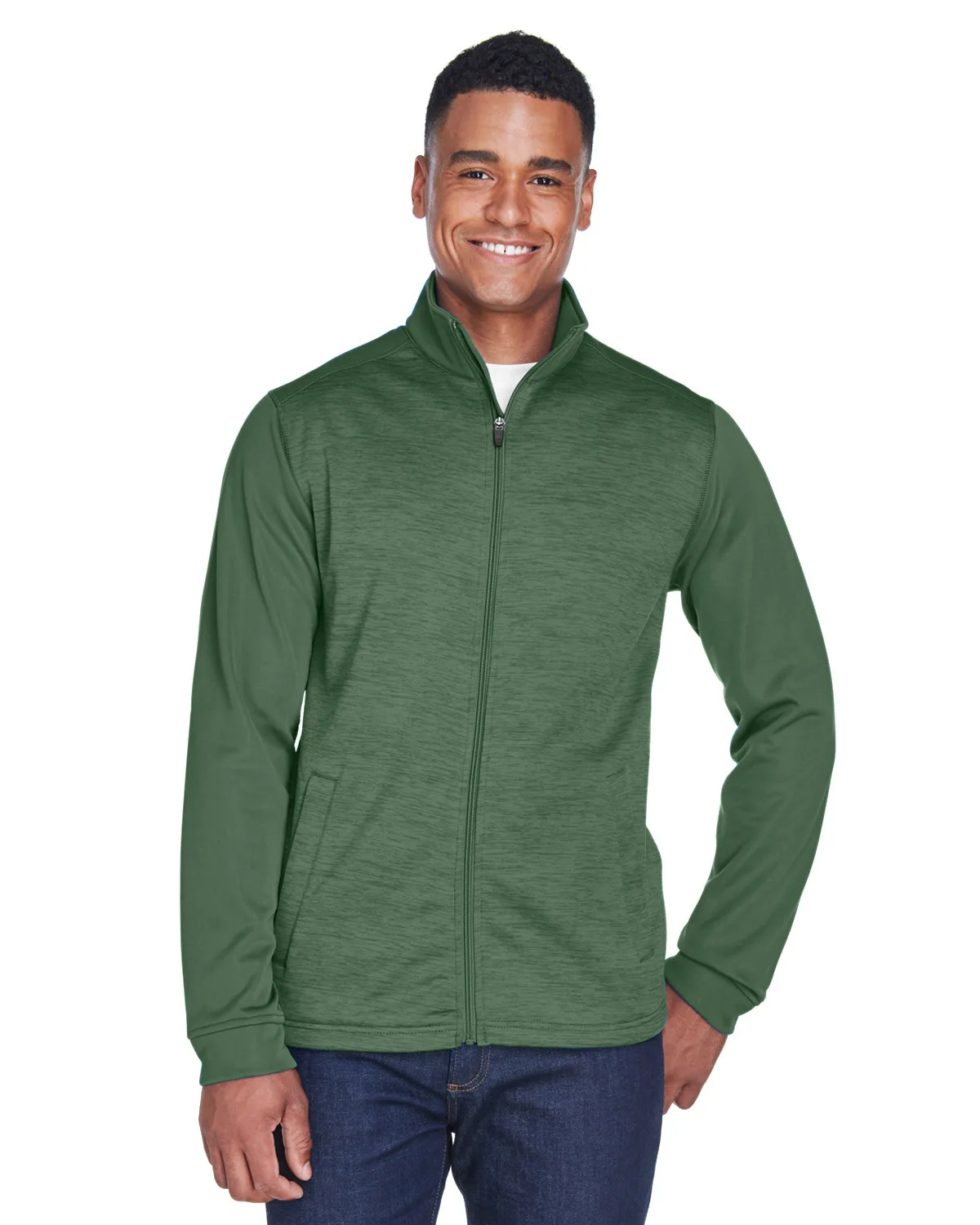 Devon and Jones Men's Newbury Colorblock Mélange Fleece Full-Zip view 2