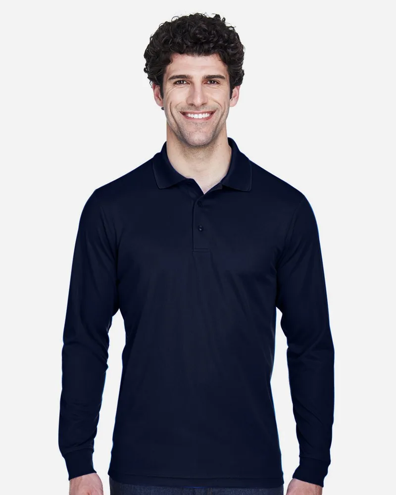 CORE365™ Men's Tall Pinnacle Performance Long-Sleeve Piqué Polo Shirt view 2