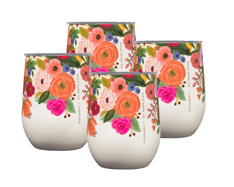 Corkcicle 12 Oz. Stemless Wine Cup - Rifle Paper Garden Party, 4 Pack