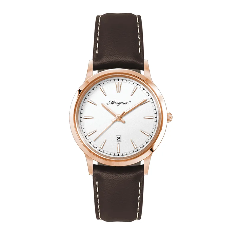 Wc4219 22mm Steel Rose Gold Case, 3 Hand Mvmt, White Dial, Dte Display, Leather Strap, Flat Mineral
