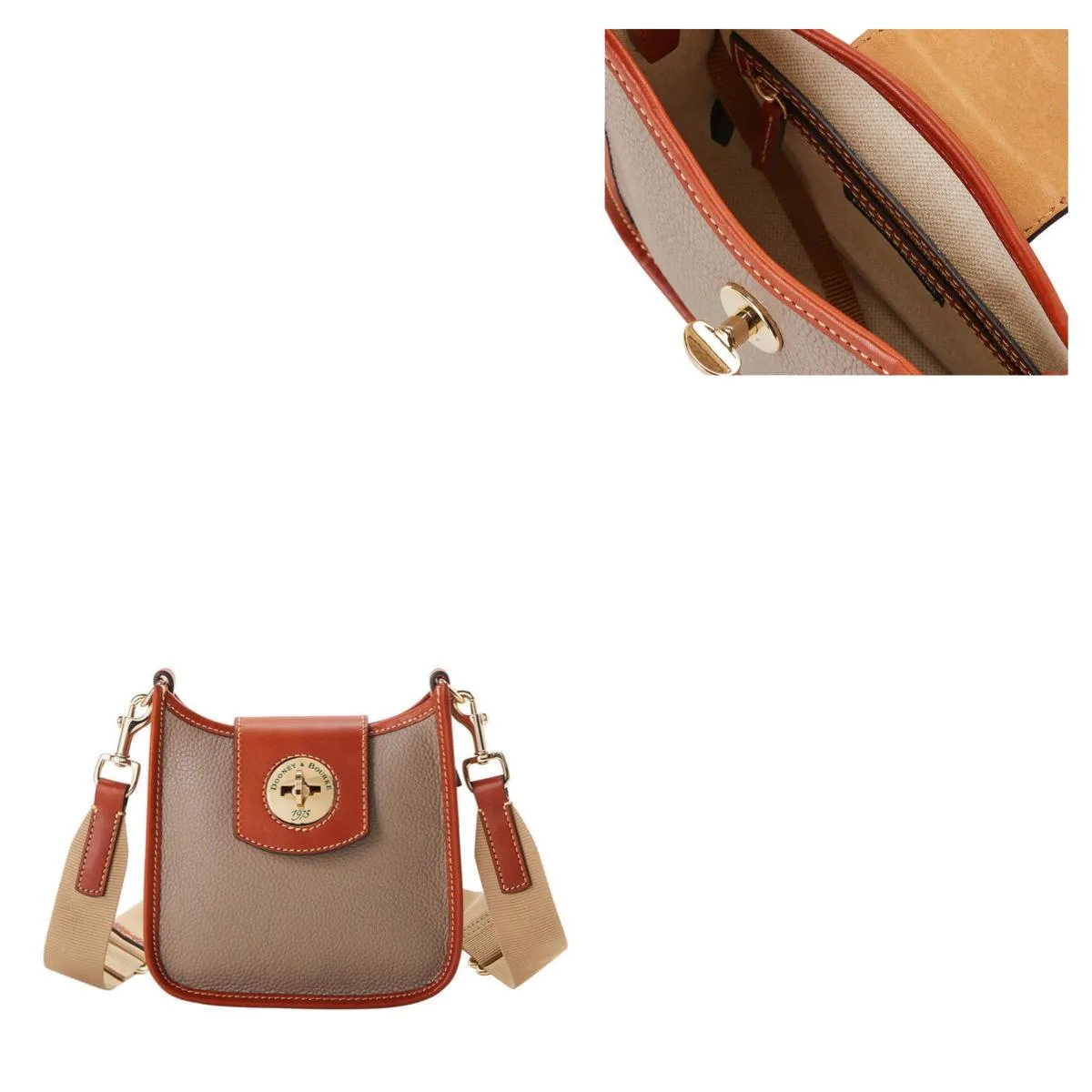 Dooney & Bourke Taupe Pebble Turnlock Messenger 20
