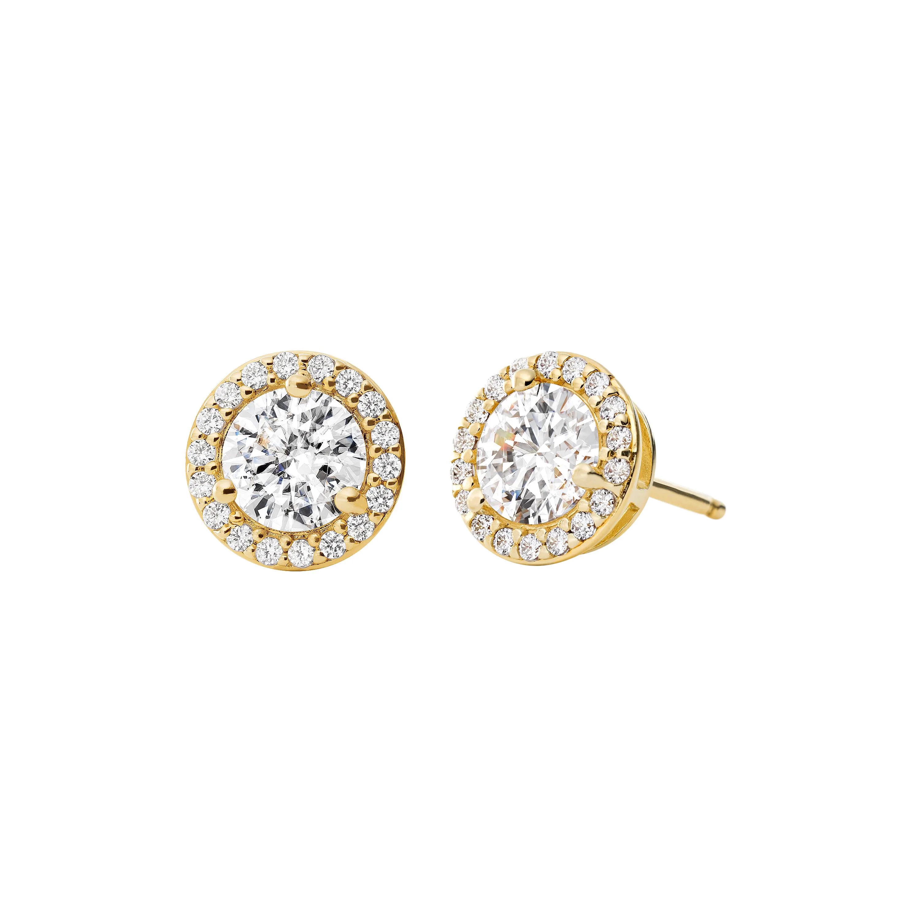 Michael Kors Sterling Gold Pave Round Stud Earrings