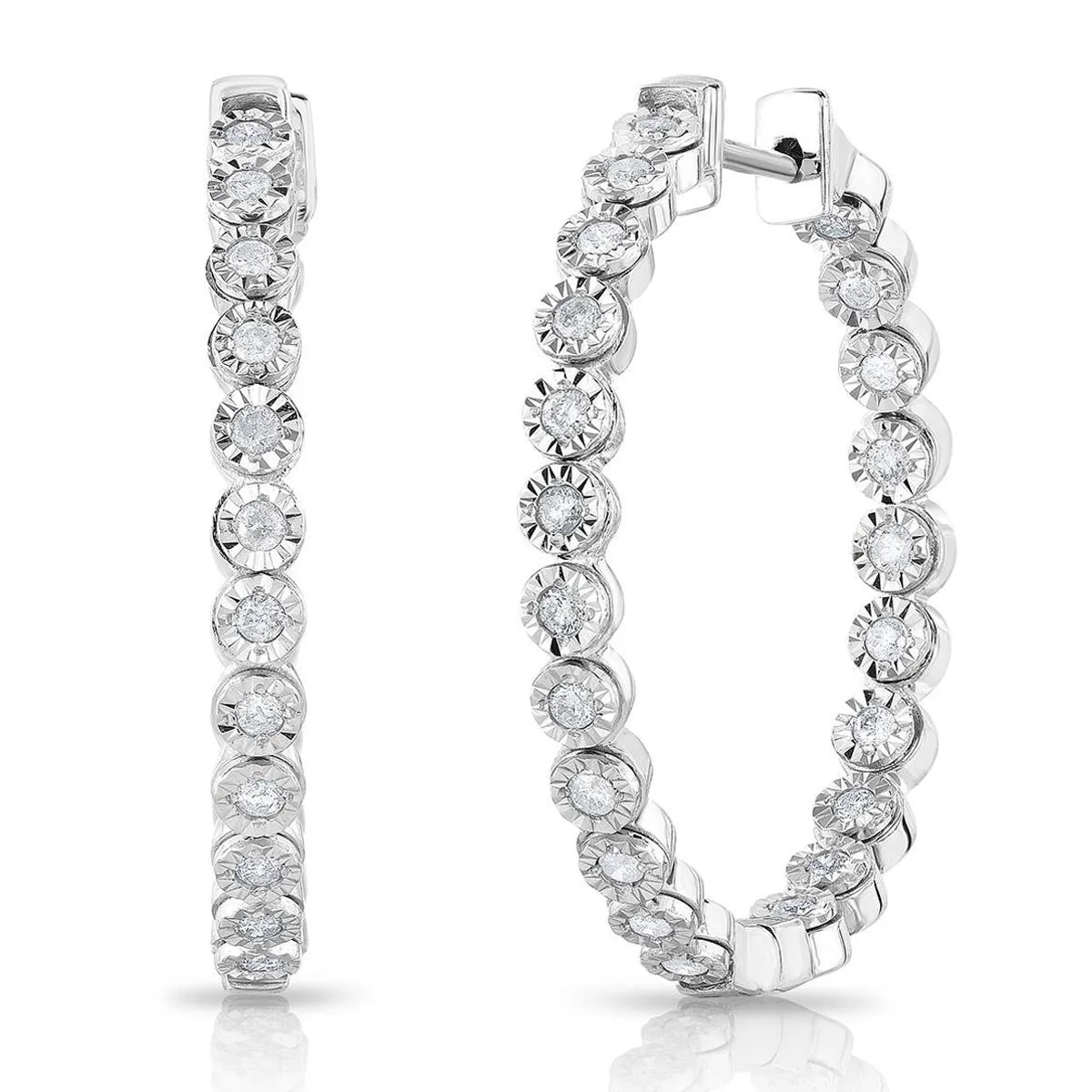 Jilco Inc Diamond Inside-Out Hoop Earrings - 25mm