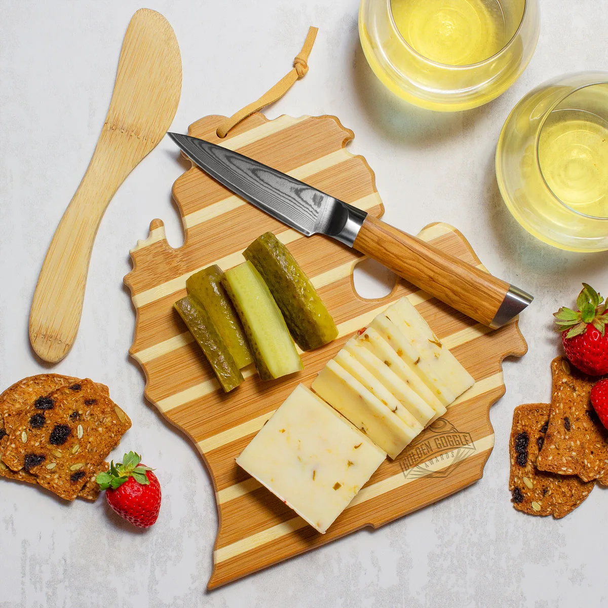 Michigan Charcuterie Board with Spreader Knife Gift Set view 4