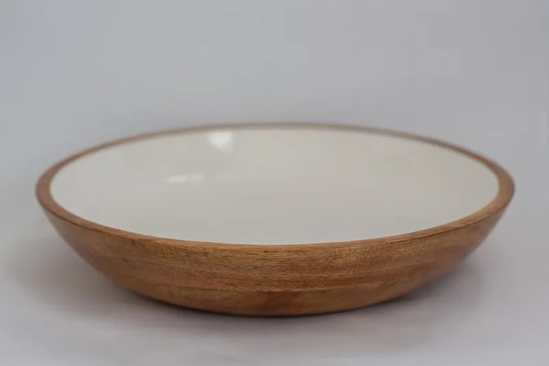 Jeanne Fitz Wood + White Collection Mango Wood Serving Bowl, Large