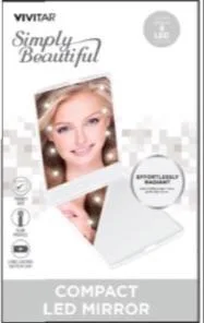 Health Beauty & Fitness Vivitar Compact Led Ultra-Slim Mirror - White