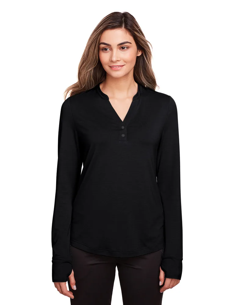NORTH END® Women's JAQ Stretch Performance V-Neck Snap Pullover