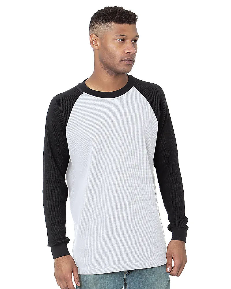BAYSIDE Men's USA Made Heavyweight Waffle Knit Thermal Raglan Shirt view 4