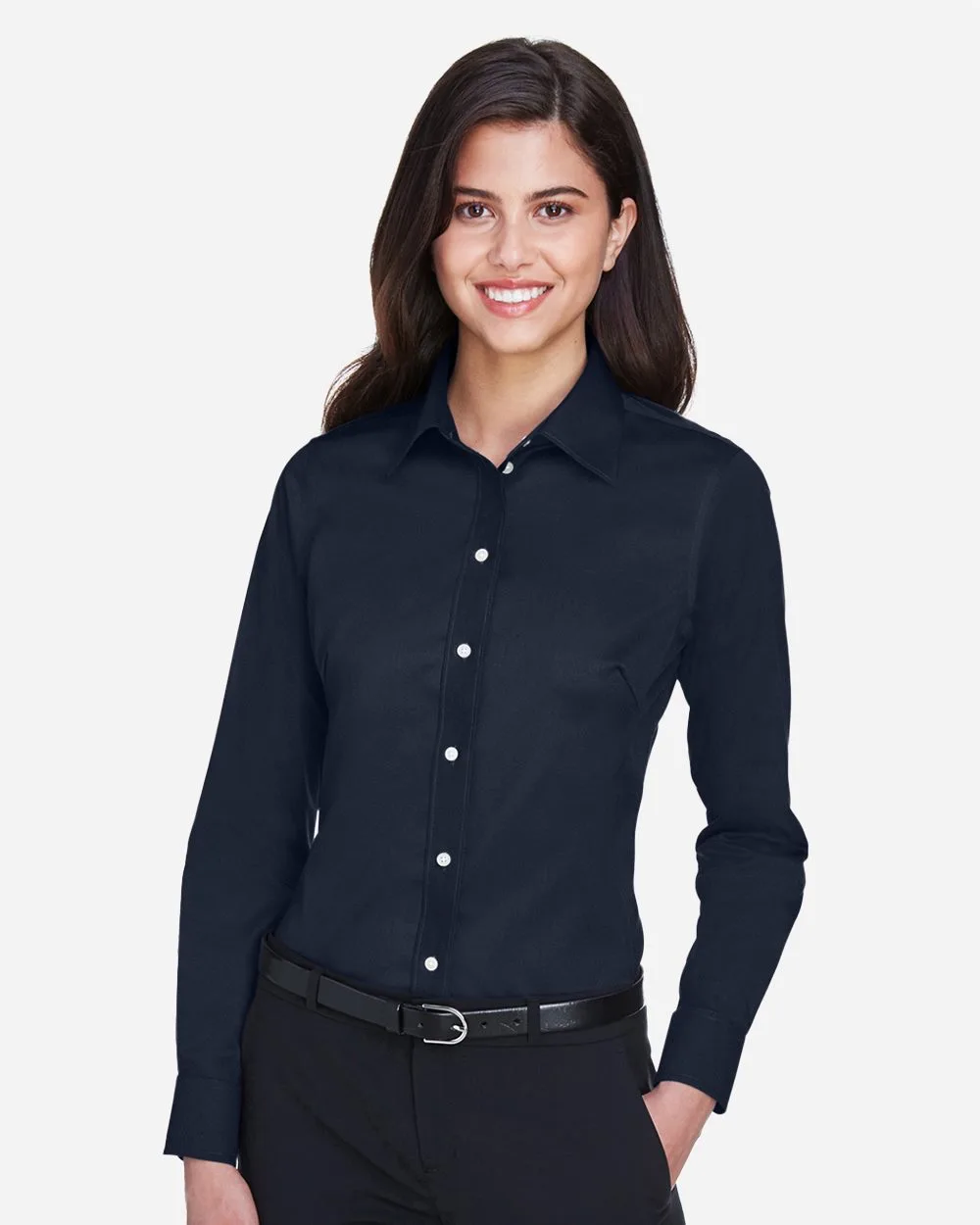 Devon and Jones® Ladies' Crown Collection® Solid Stretch Twill Woven Shirt view 2