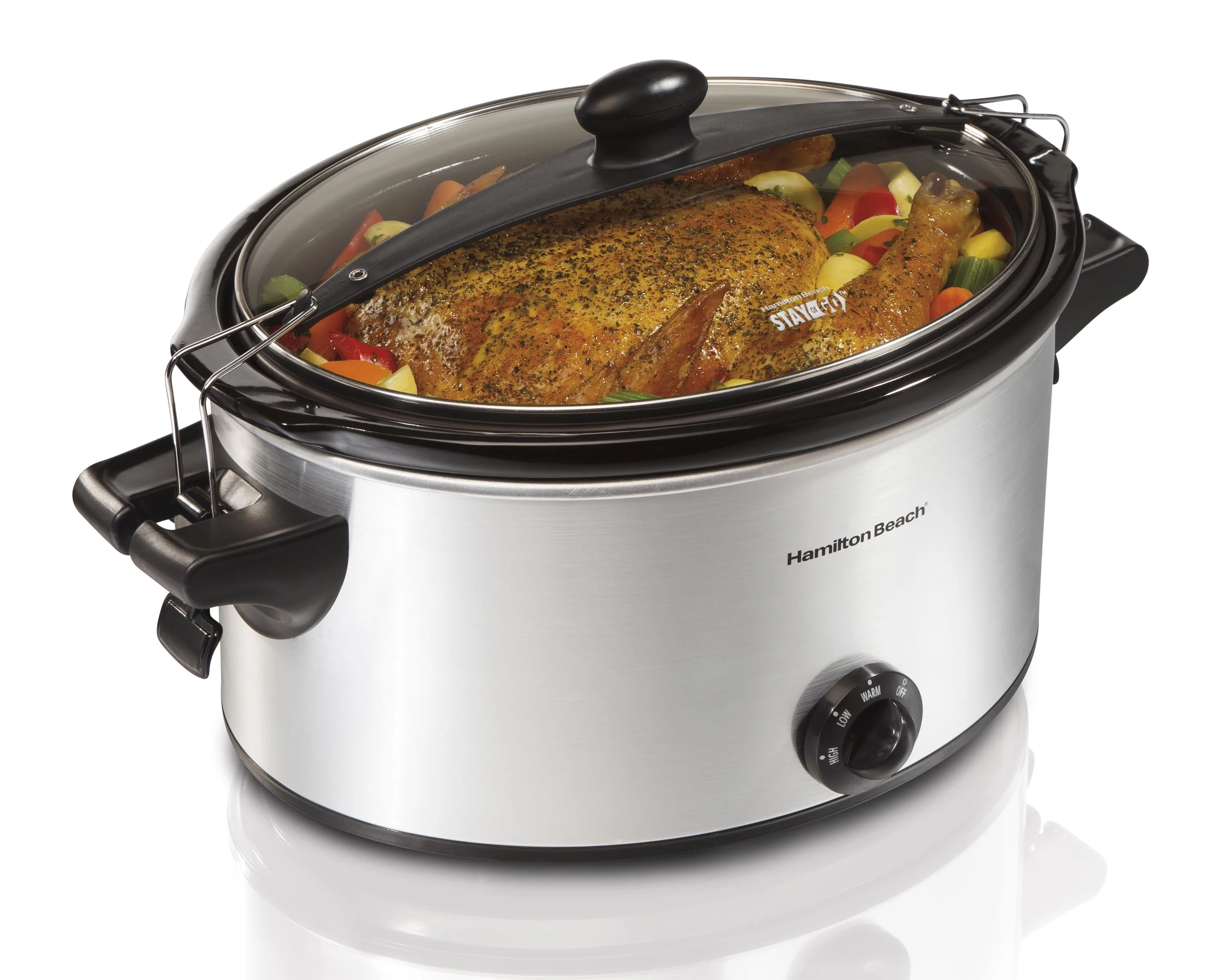 Hamilton Beach Stay Or Go® 6 Quart Slow Cooker, Serves 7+, Silver, 33262