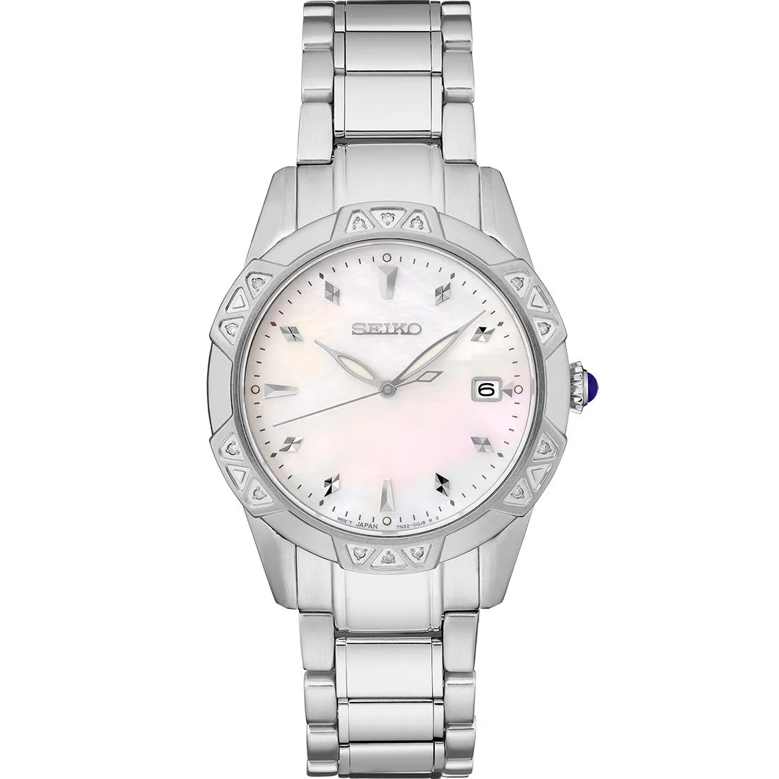 Seiko Watch Diamonds Ss Quartz Mop Dial