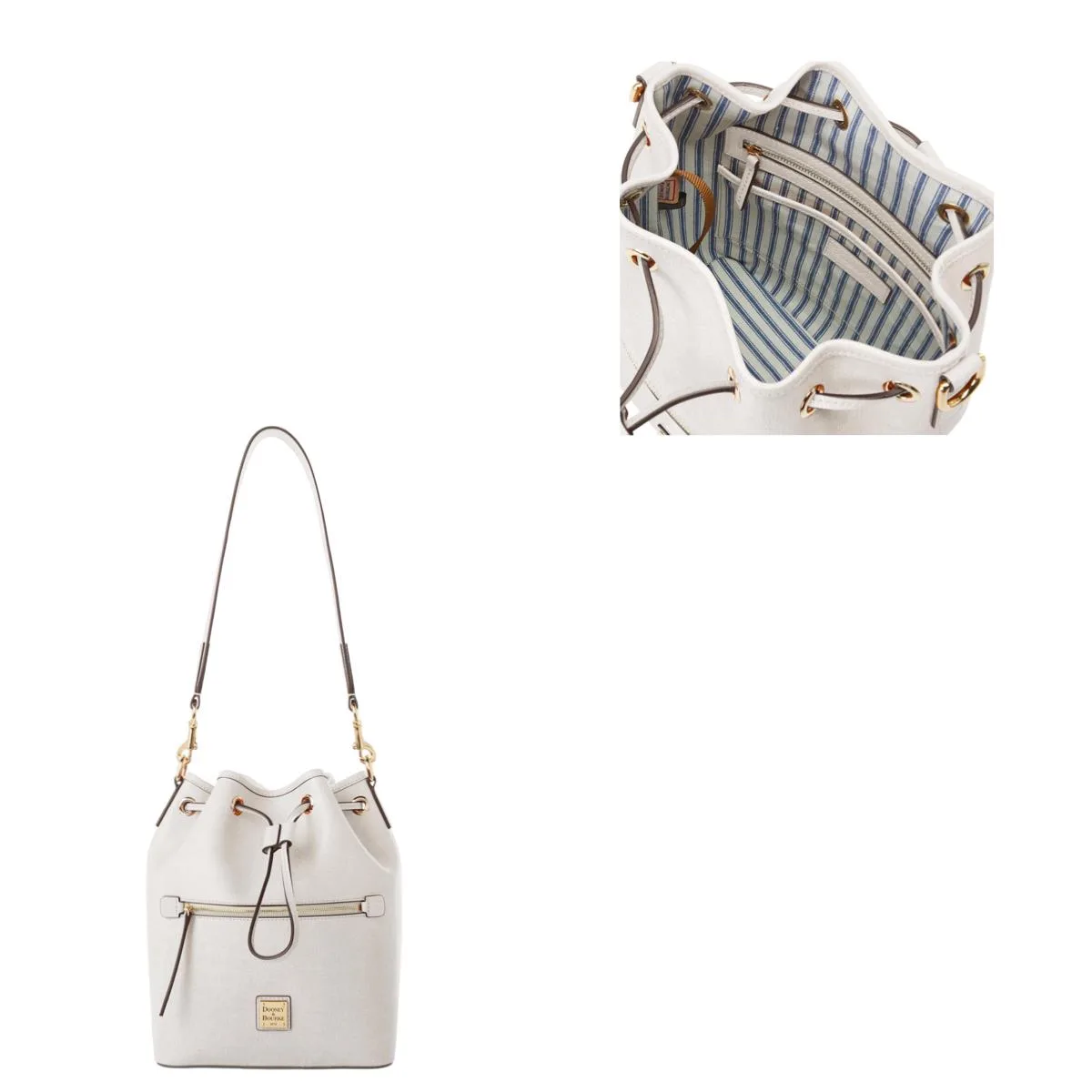 Dooney & Bourke Ecru Saffiano Drawstring