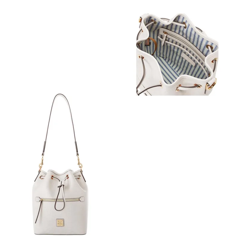 Dooney & Bourke Ecru Saffiano Drawstring