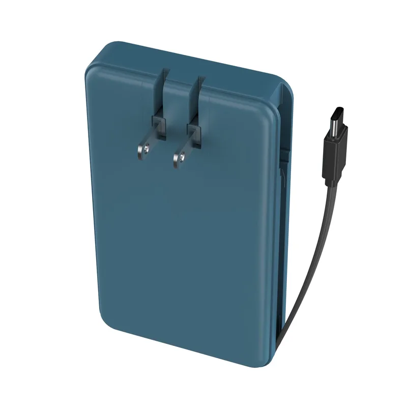 myCharge Amp Prong Plus Portable Charger W/ Built-In Usb-C Cable & Wall Plug