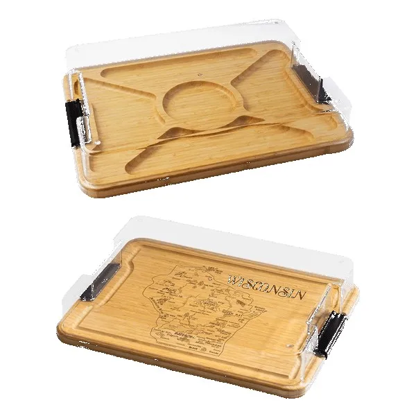 Flip Serve & Store Board - Rectangle with State Engraving view 2