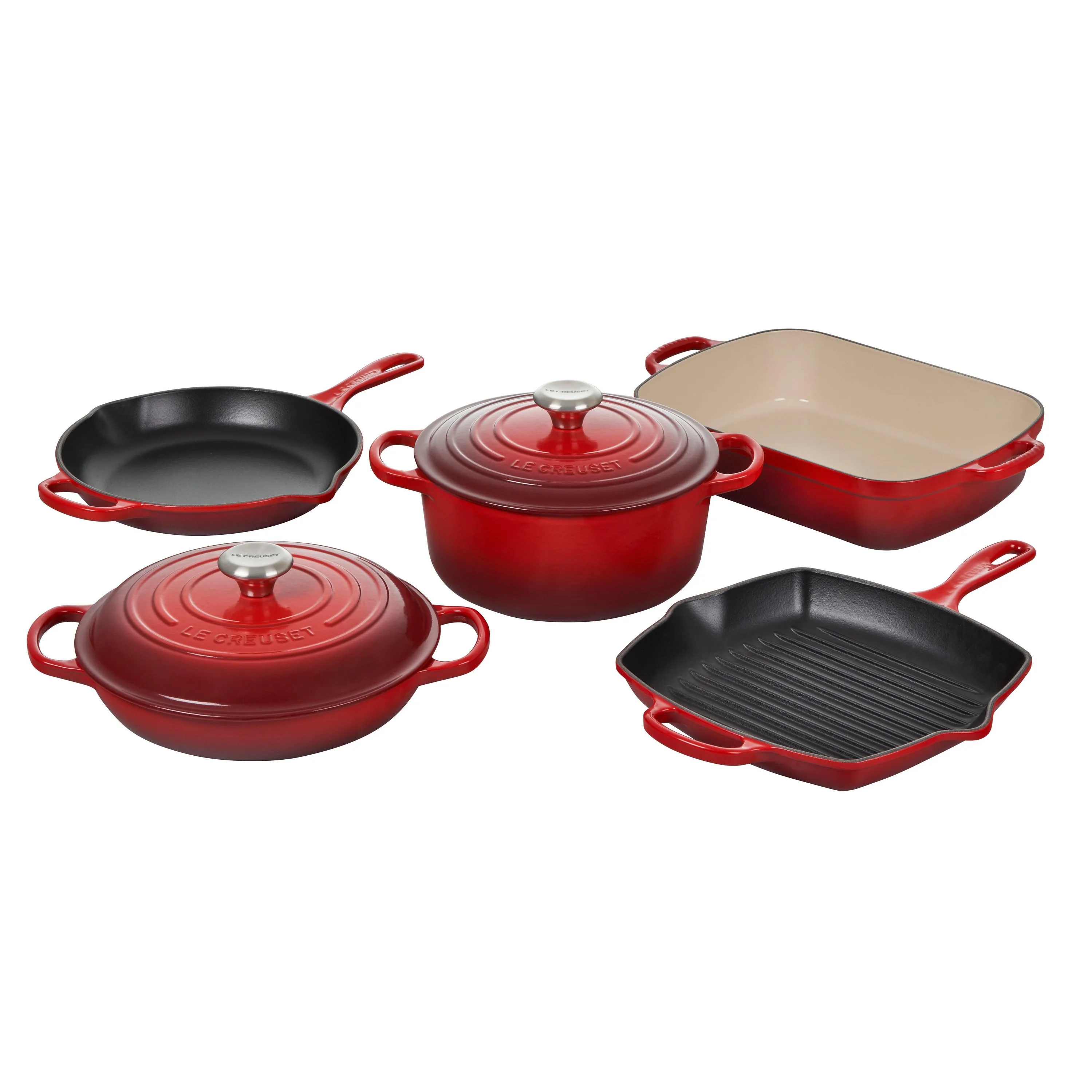 Le Creuset 7Pc Signature Cast Iron Cookware Set Cerise