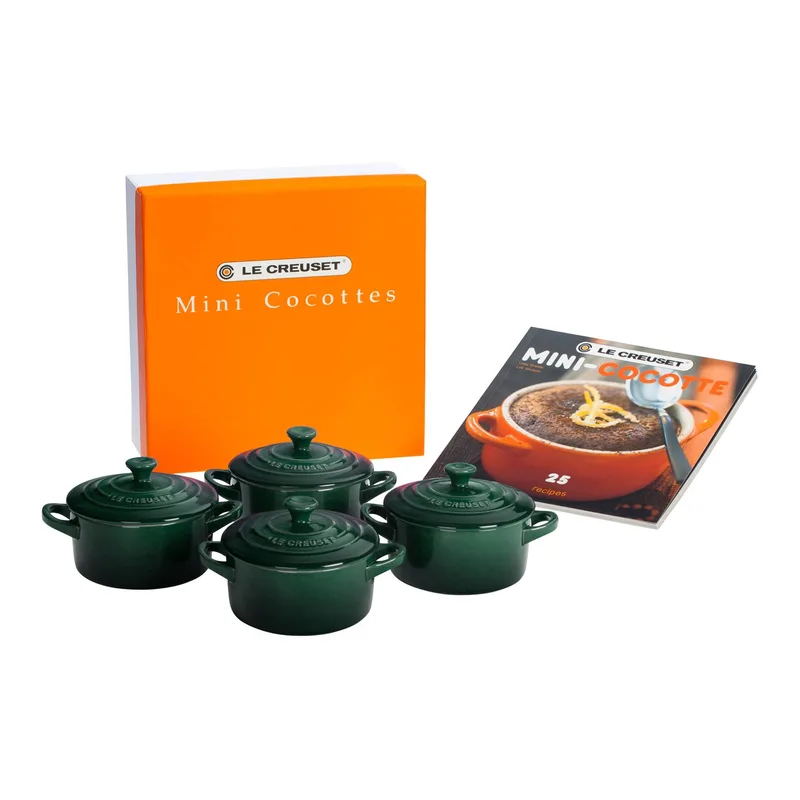 Le Creuset 8Oz Mini Cocottes Set w/Cookbook - 4Pk Artichaut