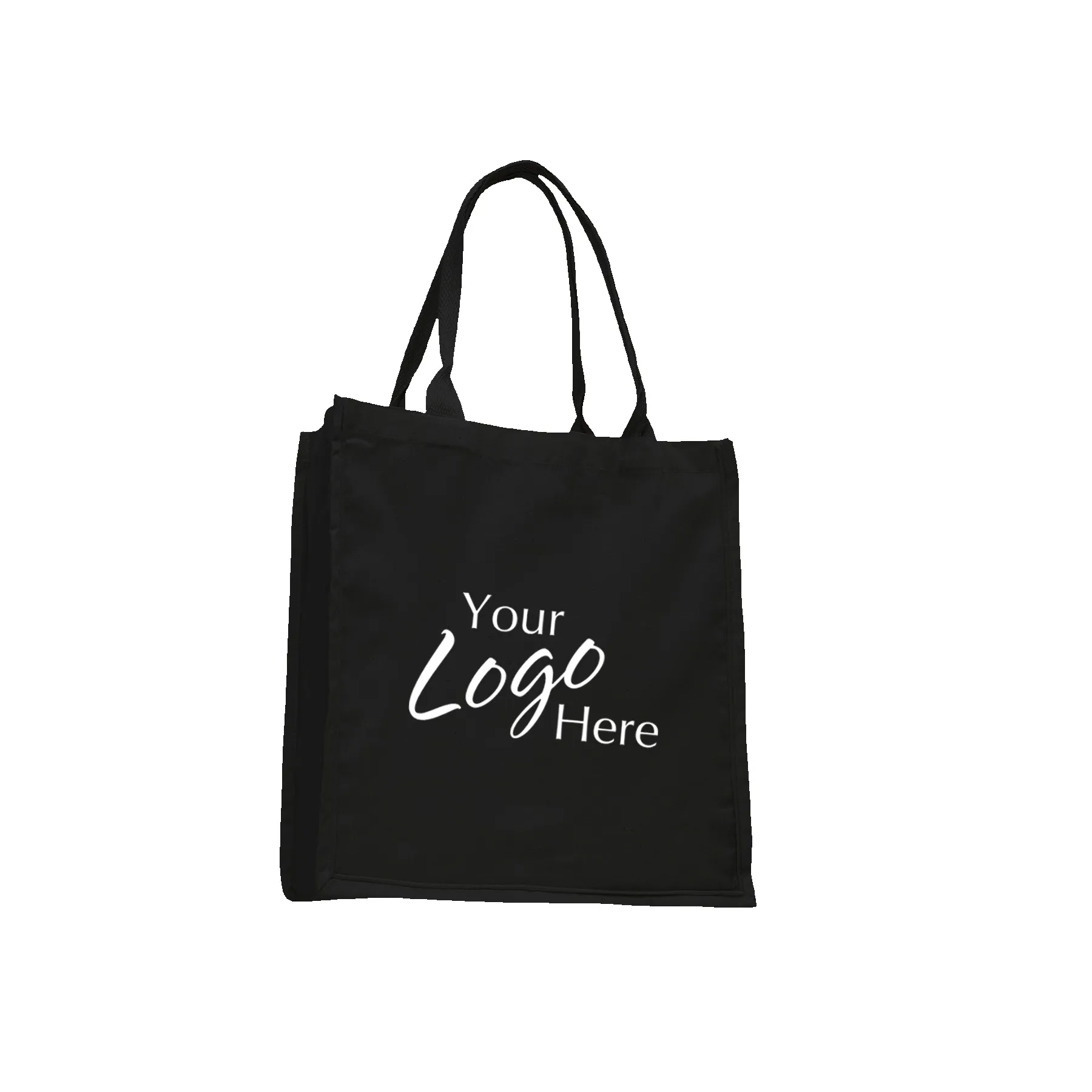 Fancy Shopper Bag w/6" Gusset (15"x16"x6") — Black