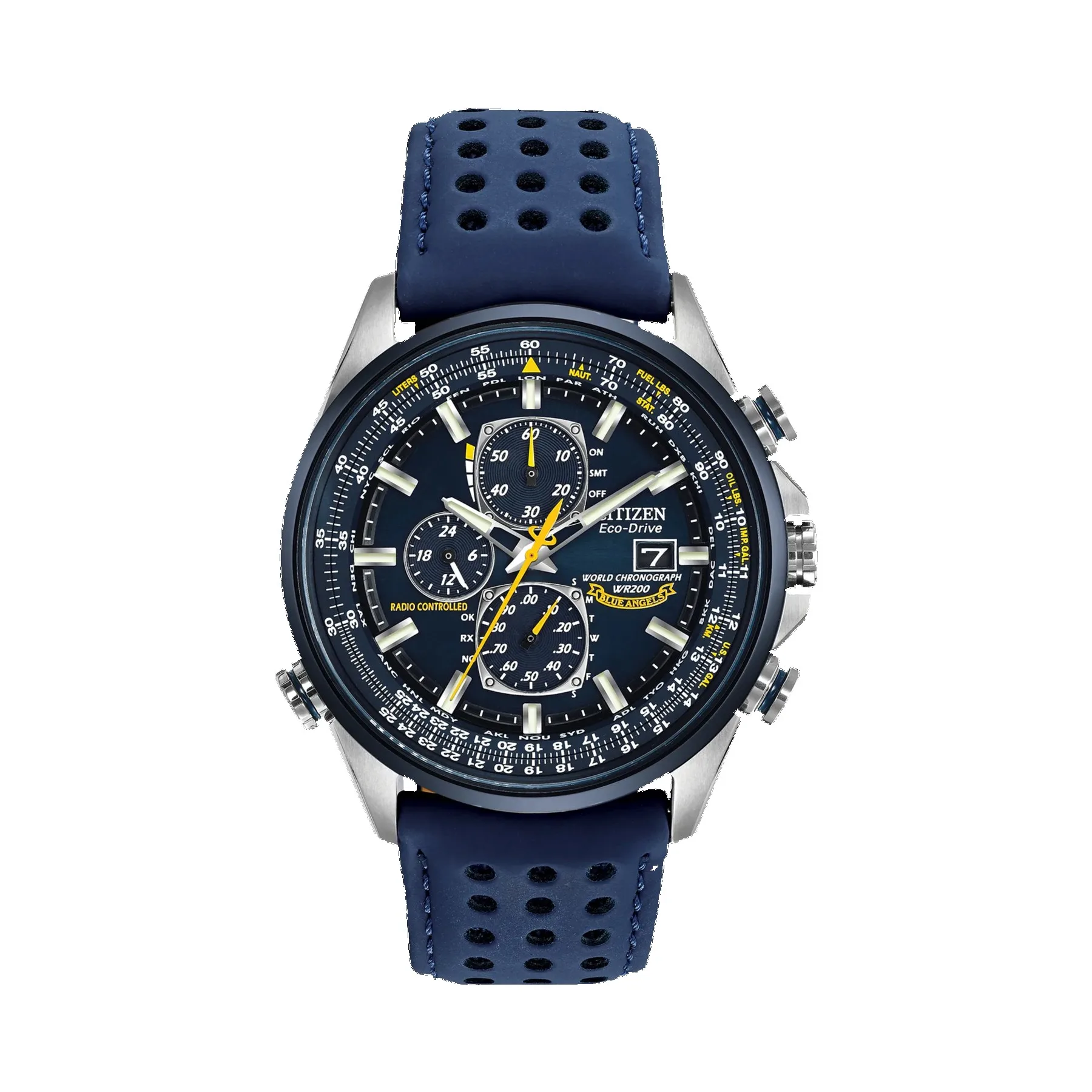 Citizen Men's World Chronograph A-T Blue Leather Strap Watch