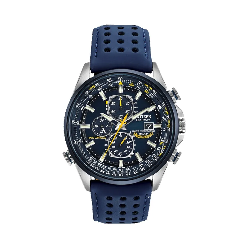 Citizen Men's World Chronograph A-T Blue Leather Strap Watch