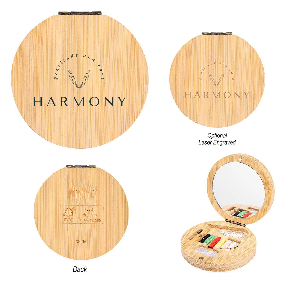 Bamboo Sewing Kit With Mirror view 2