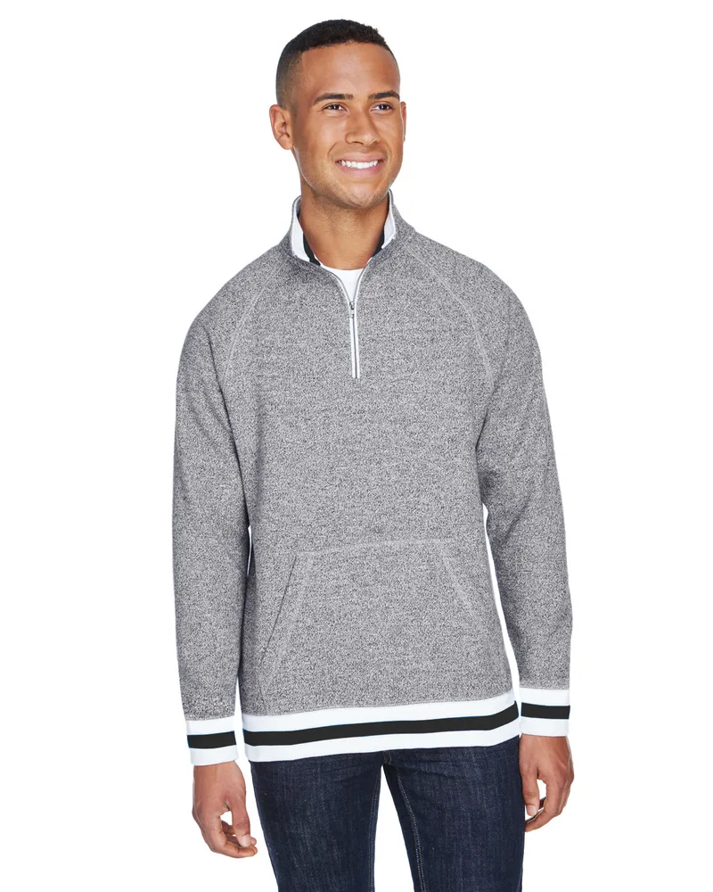 J AMERICA Adult Peppered Fleece Quarter-Zip view 2