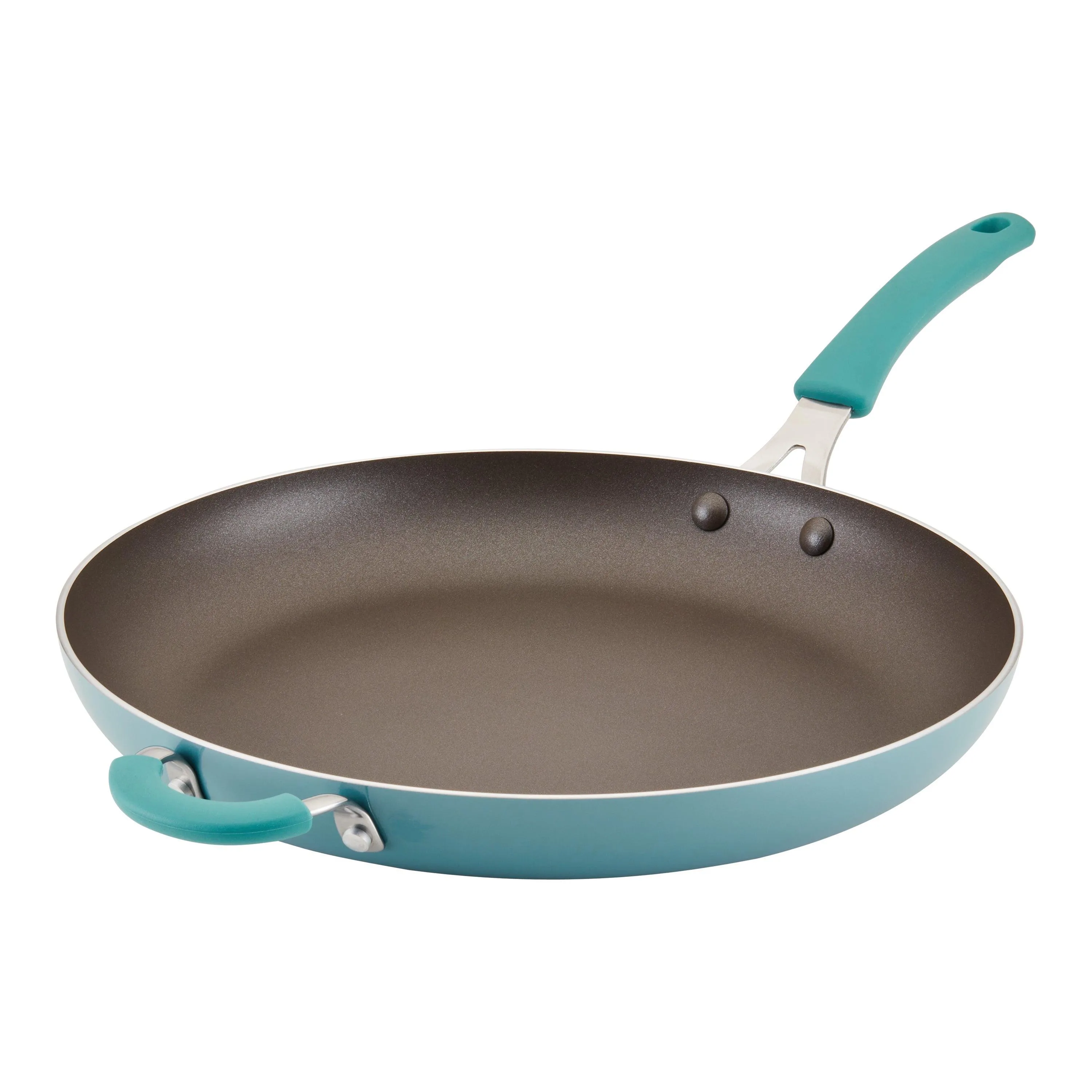 Rachael Ray Cook + Create 14" Nonstick Fry Pan W/ Helper Handle Agave Blue