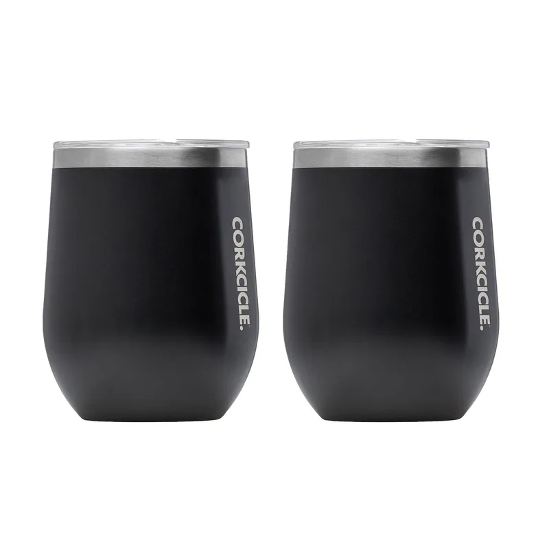 Corkcicle 12 Oz. Stemless Wine Cup - Matte Black, 2 Pack
