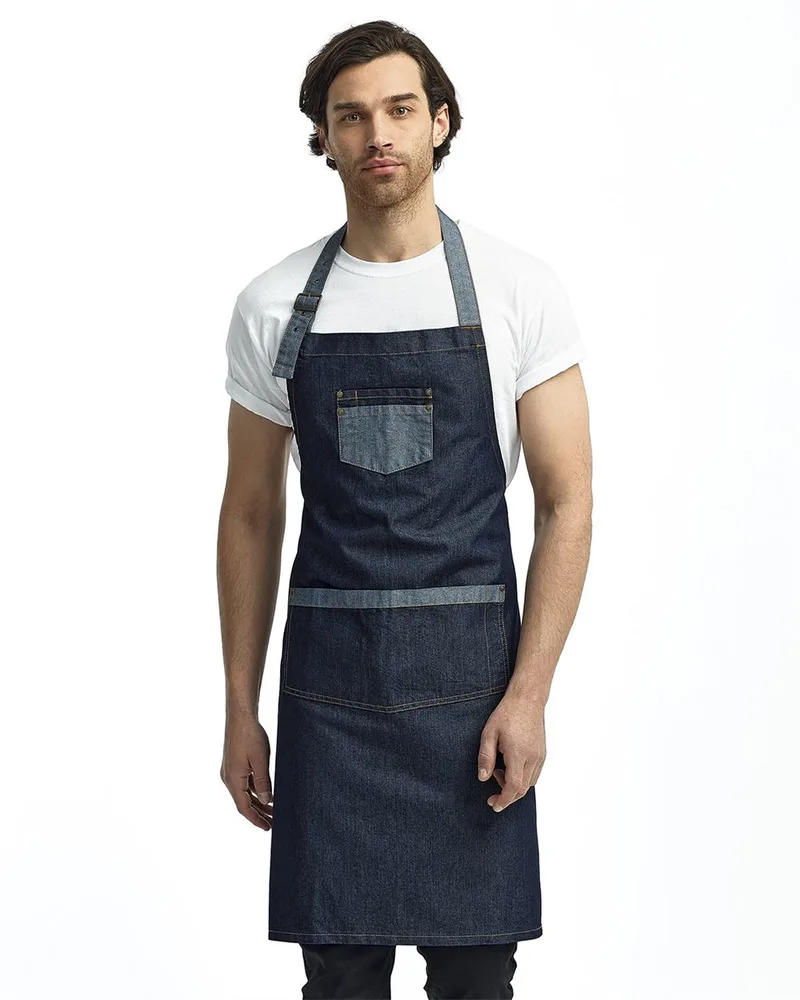 Artisan Collection by Reprime® Unisex Domain Contrast Denim Bib Apron view 2