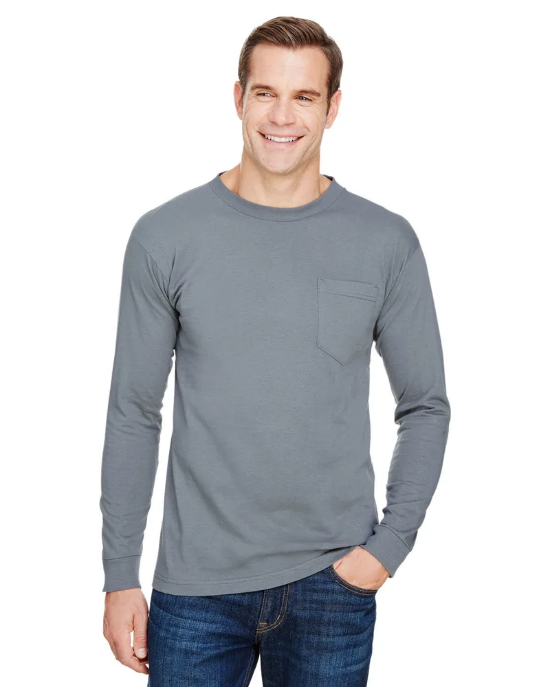 BAYSIDE Unisex USA Made Long-Sleeve Pocket T-Shirt view 5