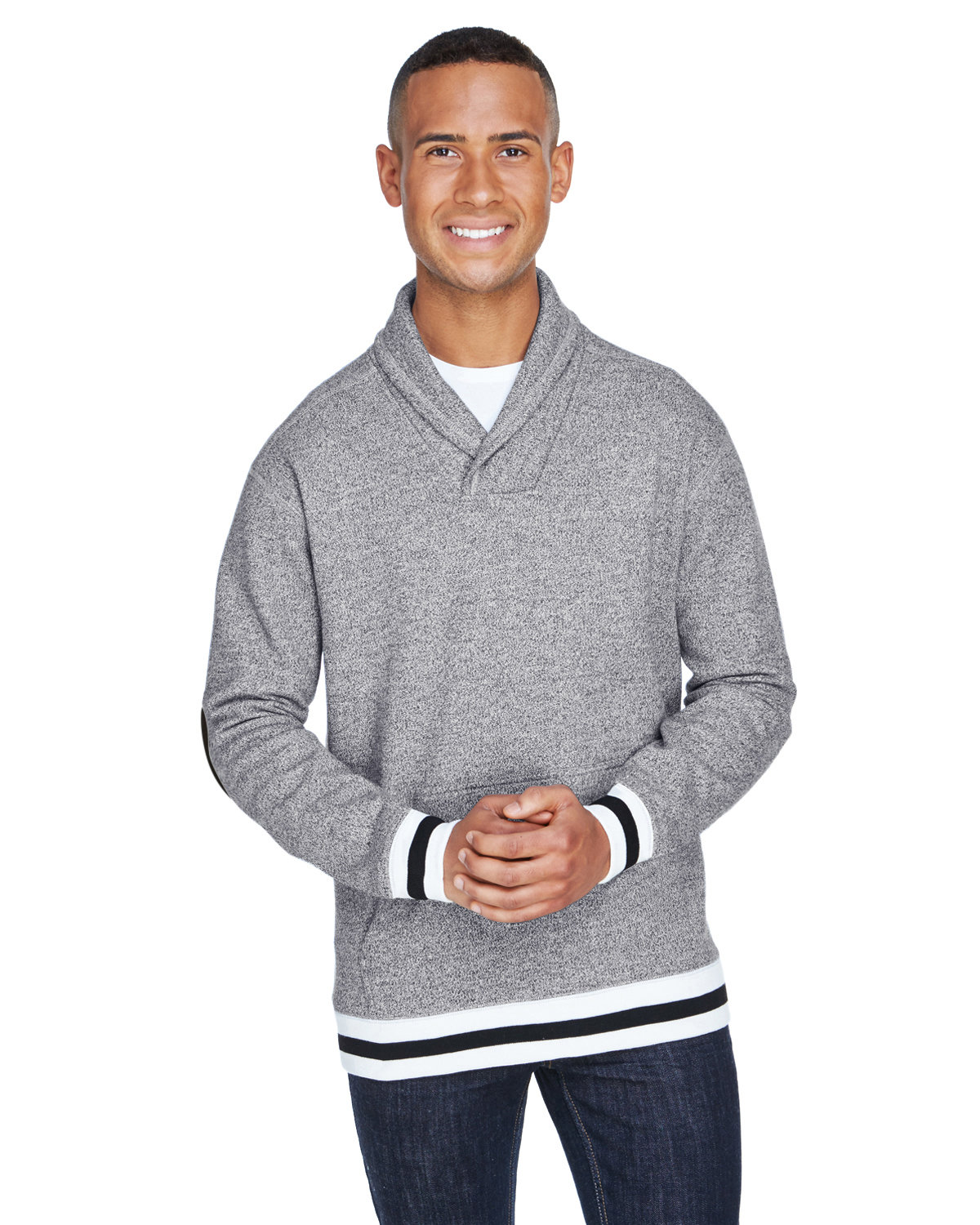 J AMERICA Adult Peppered Fleece Shawl Collar