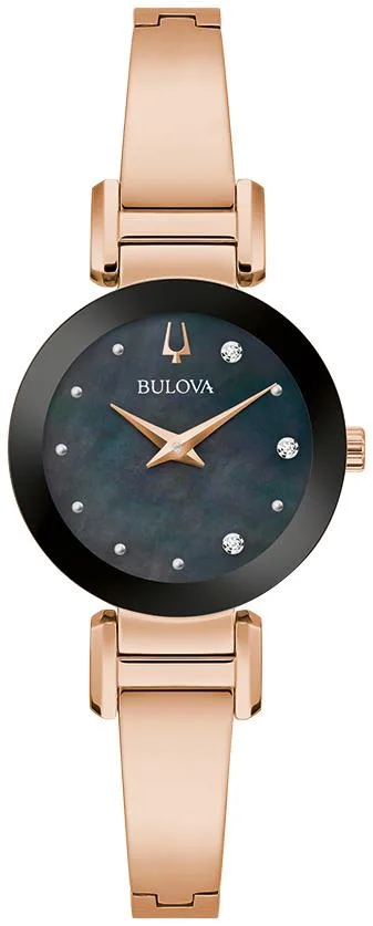 Bulova Watches Ladies' Marc Anthony Modern Stainless Steel Bangle Watch, Black Mop Dial