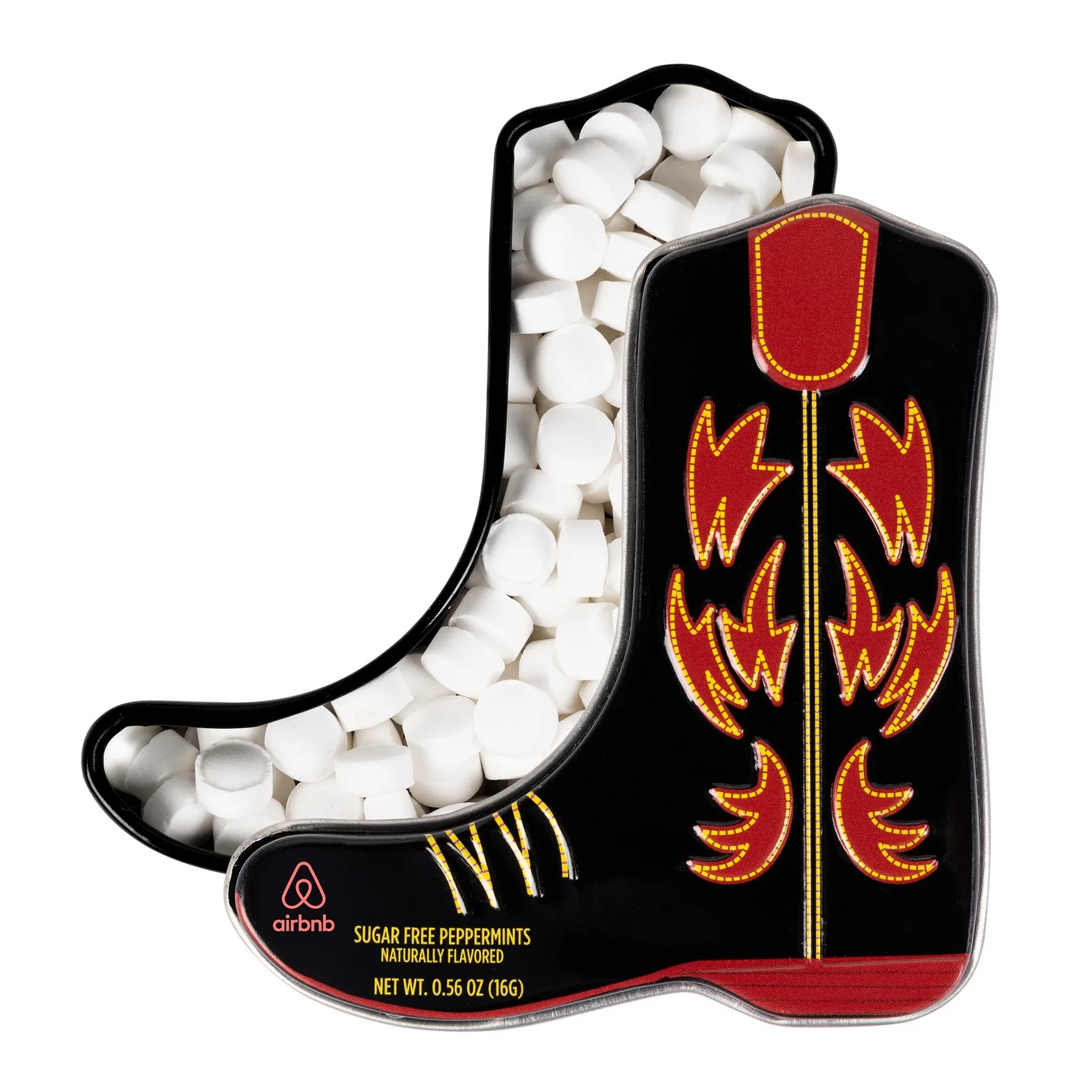 Black & Red Cowboy Boot-Shaped Mint Tin view 2