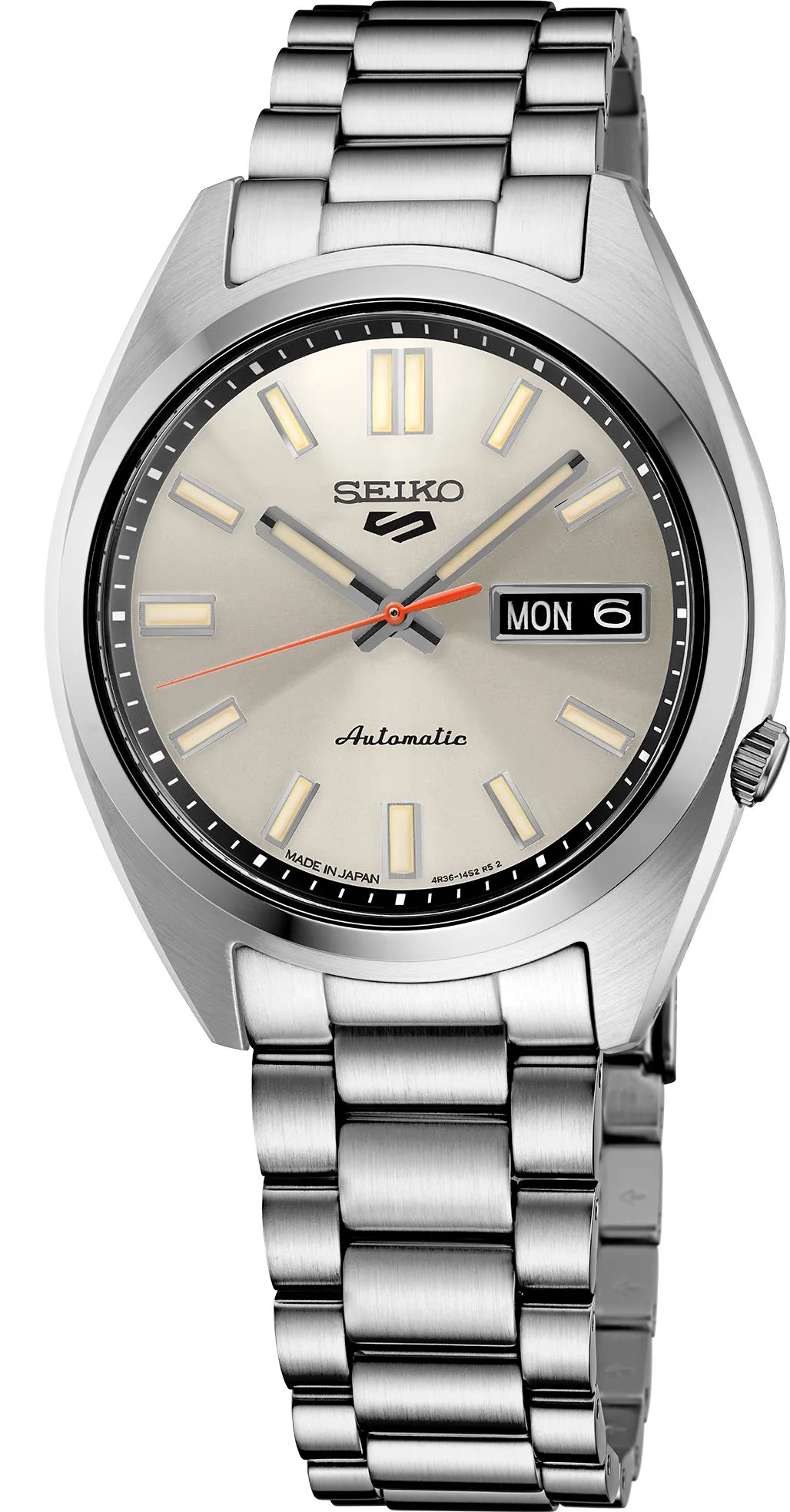 Seiko Watch 5 Sports Midsize Ss Automatic Silver Dial
