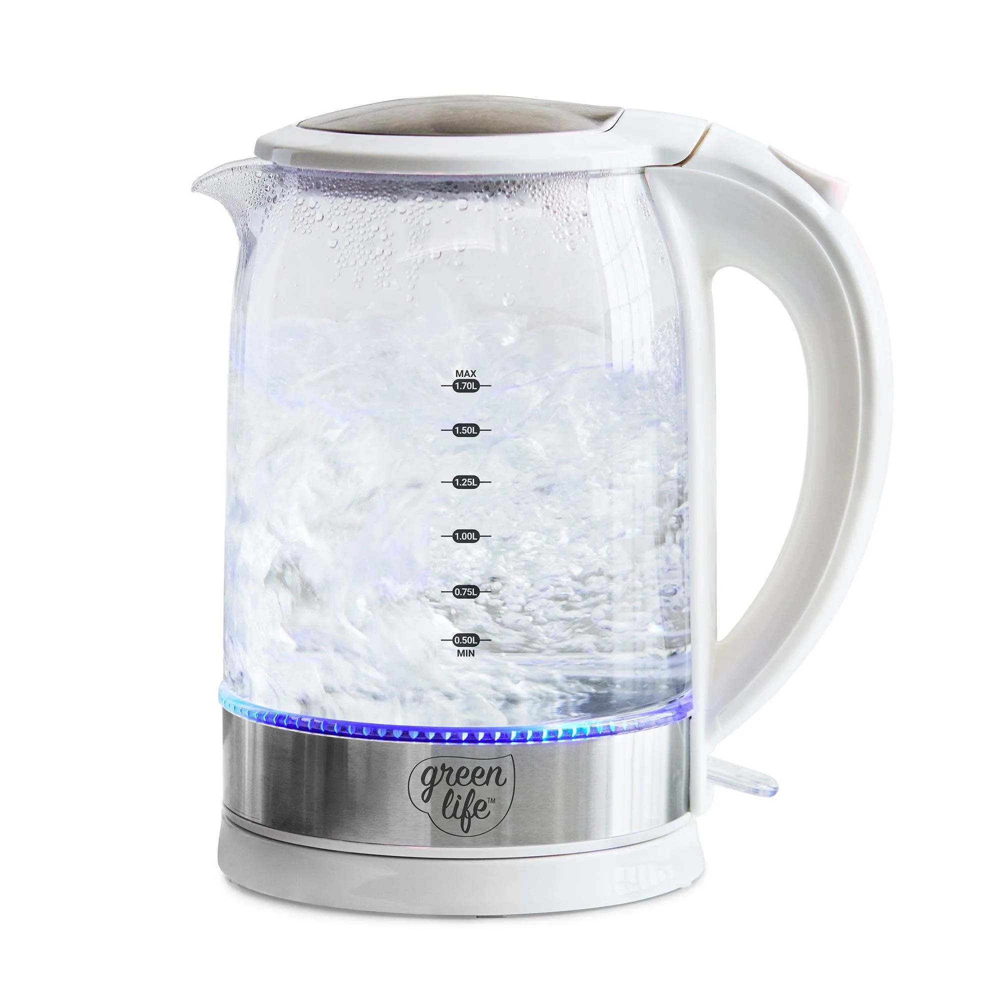 GreenLife 1.7L Qwik & Ez Electric Glass Kettle White