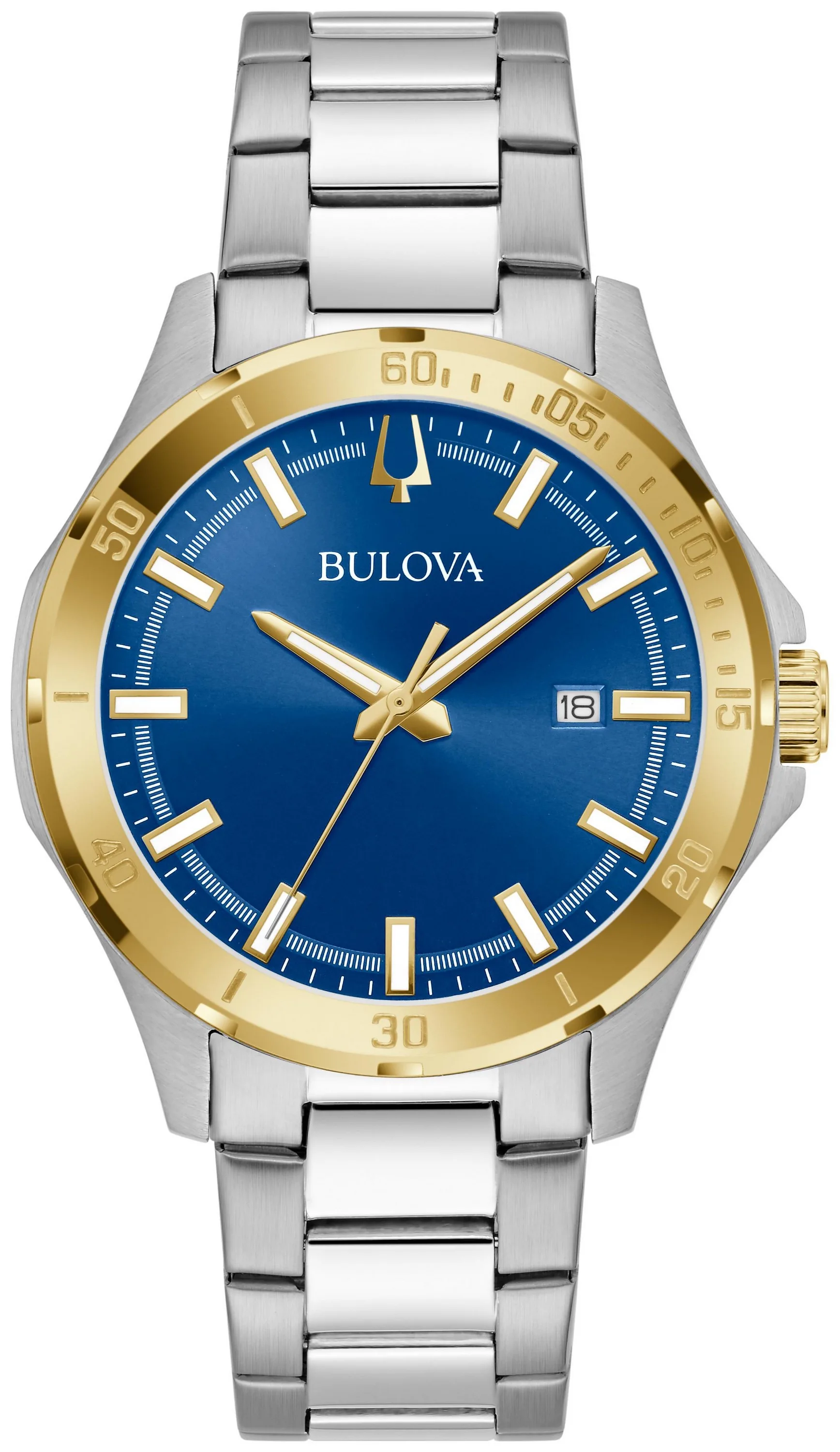 Bulova Watches Corporate Collection Men's Two-Tone Bracelet Watch w/Blue Dial