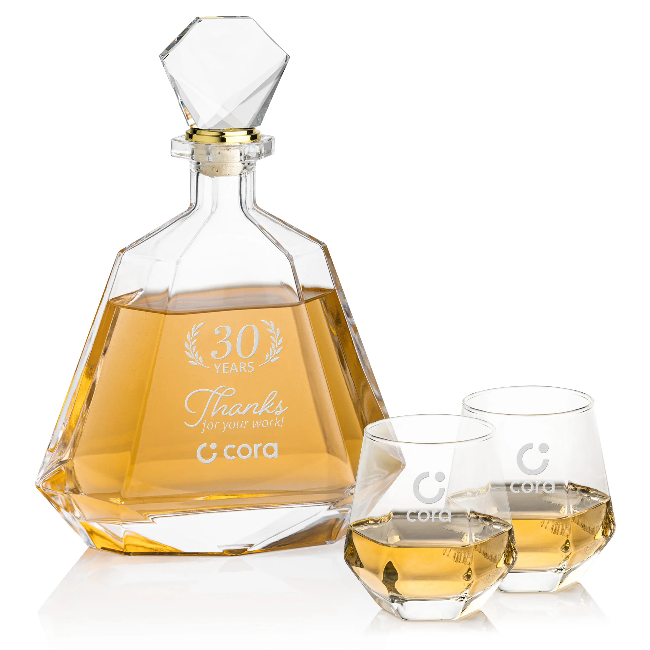 Decanter Set, Deep Etch, Decanter & 2 OTR