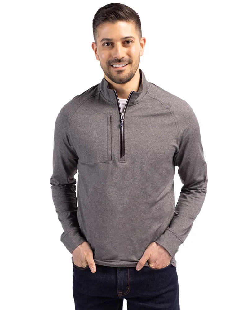 Cutter & Buck Adapt Eco Knit Heather Mens Big & Tall Quarter Zip Pullover