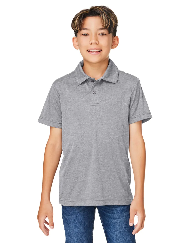 Team 365 Youth Zone Sonic Heather Performance Short Sleeve Polo Shirt