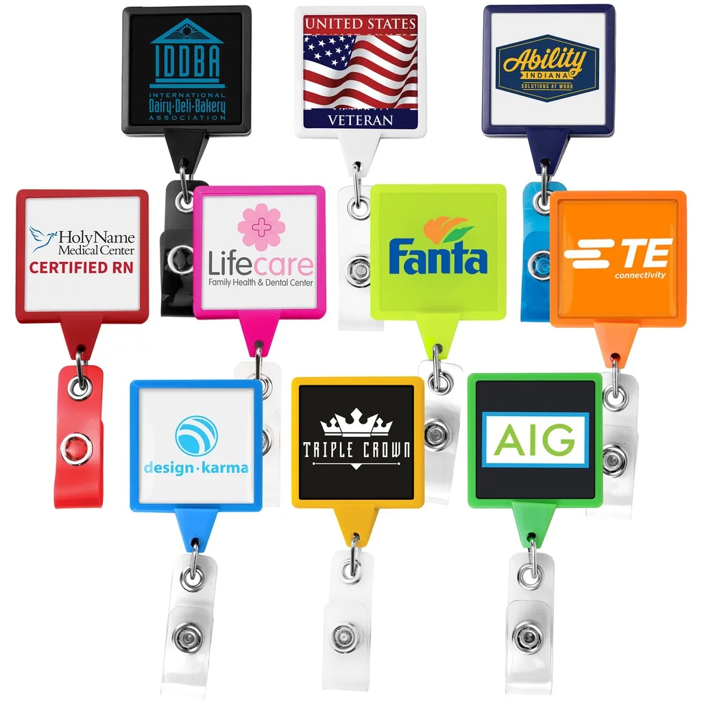 Jumbo Square Retractable Badge Reel, solid color